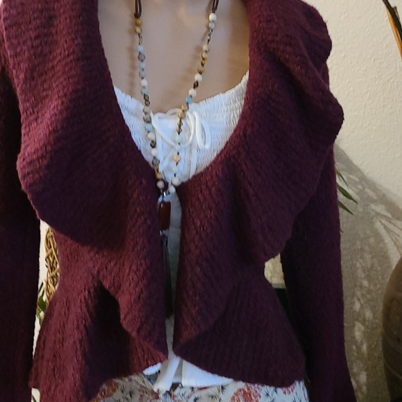 MAROON SIZE SM LONG SLEEVES SWEATER BRAND MODA - Picture 7 of 16